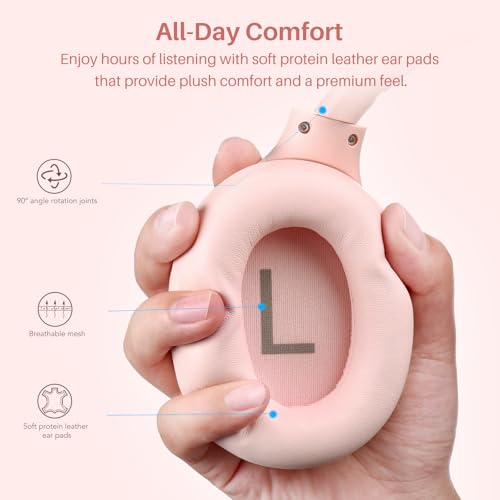 Image of TOZO HT3 Hybrid Noise Cancelling Headphones, 90H Battery Life Wireless Over Ear Bluetooth 6.0 Foldable Headset, AI Voice Assistant with 5 Mics, Connect 2 Devices & Hi-Res Sound, 32 Audio EQ, with Case