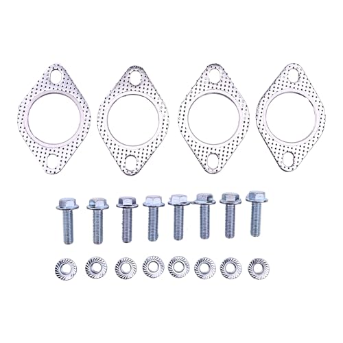 Image of 2 inch 2-Bolt High-Temp Flange Sealing Kit (4 Gaskets + 8 Bolts) - Reinforced Emission System Gasket for Muffler /Header /Catalytic Converter