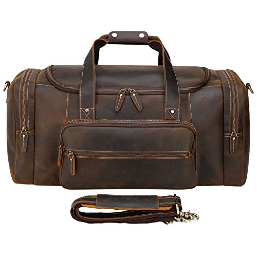 Polare 23" Full Grain Cowhide Leather Gym Duffle Weekender Overnight Travel Duffel Bag For Men2