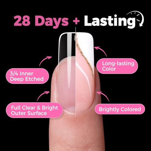 Image of UNA GELLA Medium Square Gel Nail Tips, 15 Sizes Pre Etched Soft Gel Nail Tips Square 300pcs Fake Nails Full Cover For Press On False Nail Extension Home DIY Salon for Women