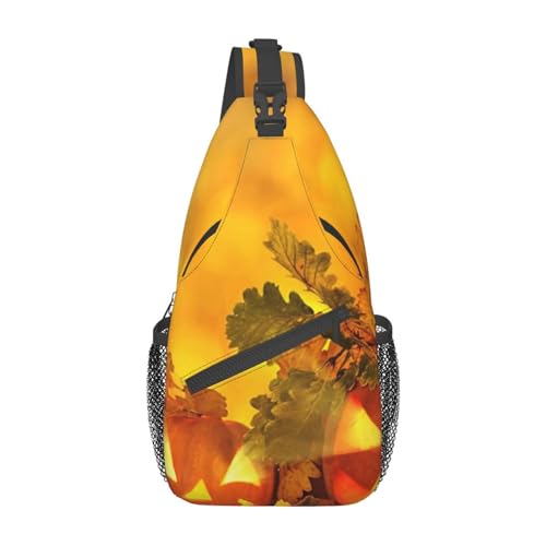 Sac de poitrine léger à accès rapide, sac à bandoulière citrouille d'automne avec sangle réglable