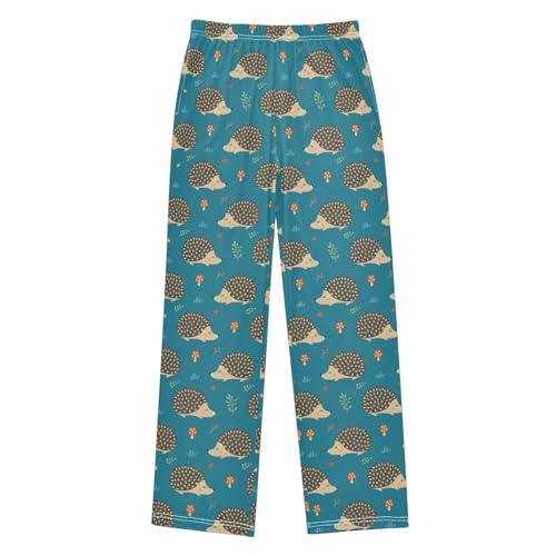 ZZXXB Cute Hedgehog with Mushroom Boys Long Pants Soft Trousers Elastic Waist Kids Lounge Bottoms with Pockets S-XL