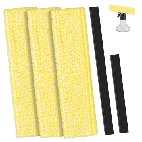 Adiwo Kit 5PCS De Limpieza De Ventanas, 2 Recambios De Silicona Y 3 Almohadillas De Limpieza, Compatible con Kärcher Limpiacristales, Combo para Baño Ducha Coche Espejo