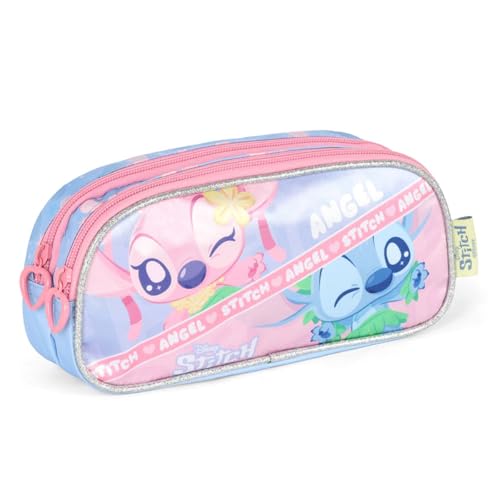 Estojo Duplo Stitch Disney Organizador Escolar Infantil (Roxo)