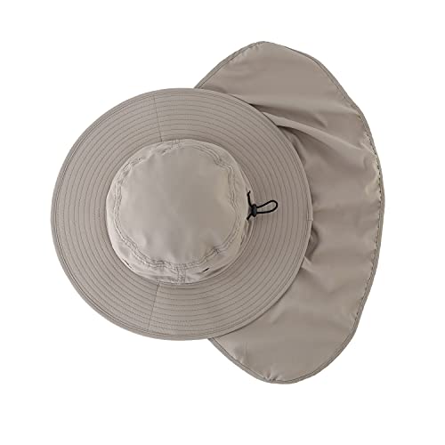 Image of Home Prefer UPF50 Mens Sun Hat with Neck Flap Quick Dry UV Protection Cap Womens Wide Brim Fishing Hat Neck Flap Beach Garden