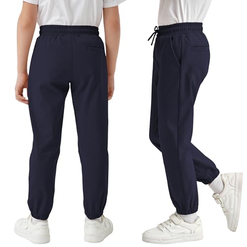 qbk school joggers for boys - elastic waist dress jogger uniform pants with drawstring