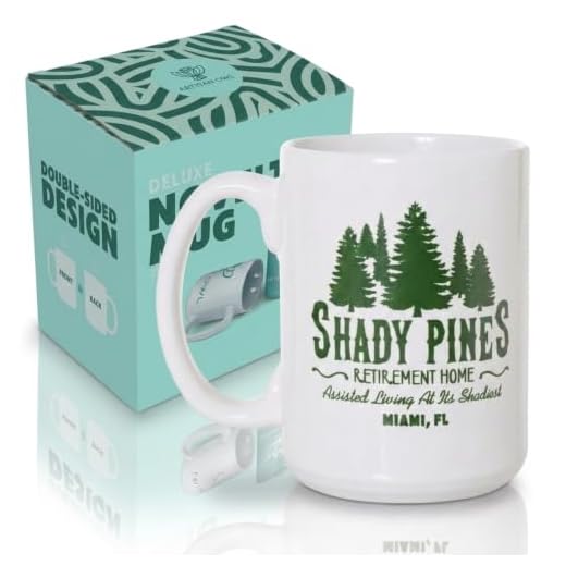 Shady Pines Retirement Home Mug - 15oz Deluxe Double-Sided Coffee Tea Mug (White)