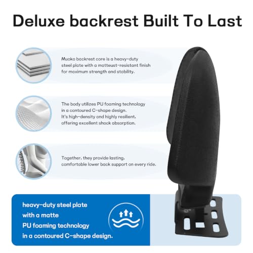 Image of Mokuo C-Shape Motorcycle Backrest - Universal Easy-Mount Base, Comfortable Body-Hugging Support with PU Foam, Fits ATV Scooter Cruiser Moped & Bike Luxury Double Humpta type