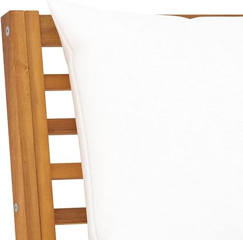 Miniatura 6 de vidaXL Sofá modular central hecho de madera de acacia maciza con cojín color crema, duradero y resistente a la intemperie, ajustable para