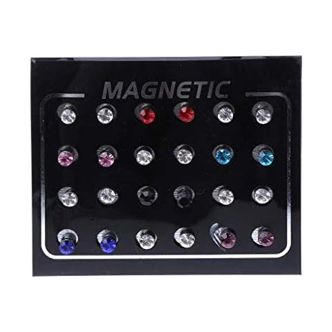 U-K 12 Pares de Diamantes de Imitación Clip Magnético Pendientes Cover