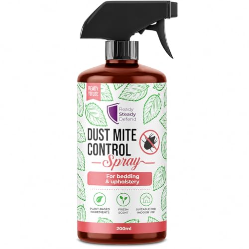 Dust Mite Control Spray 200ml | Plant-Based Polymer Formula for Bedding Mattresses & Upholstery | Helps Target & Eliminate Dust Mites | Non-Staining Treatment for Home Allergies