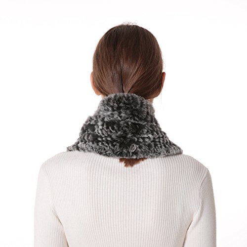 Women's Winter Rex Rabbit Fur Knitted Long Scarf3