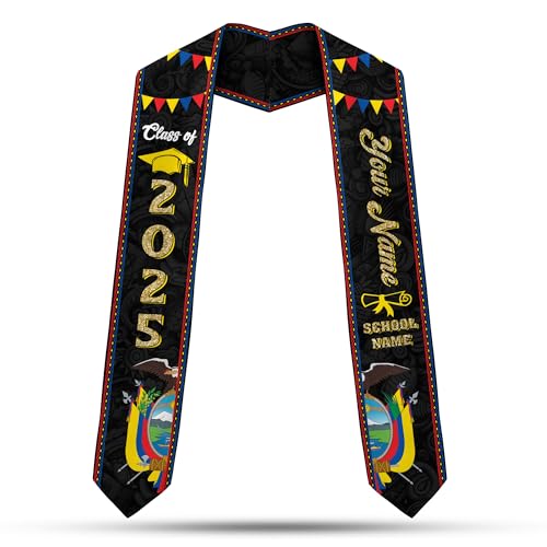 MonkeyVan Ecuadorians Graduation Sash Custom Ecuadorians American Flag Graduation Sash 2025 Ecuador Graduation Stole Ec19