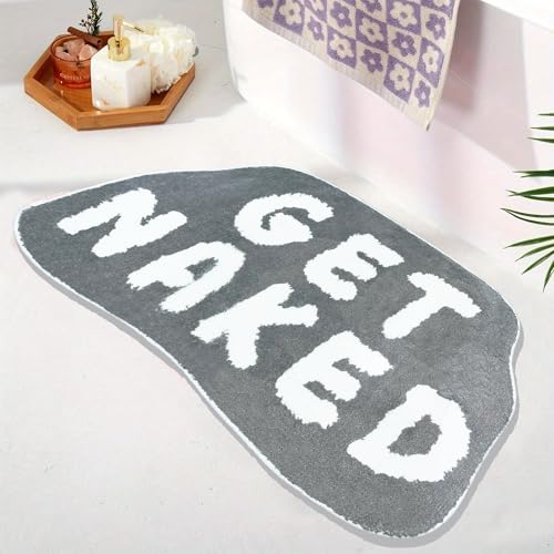 Gwezmxs Get Naked Teppich, rutschfeste Badematte, 40 x 60 cm, Grau