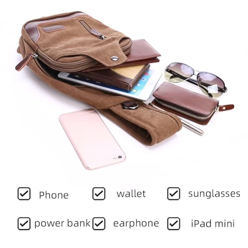 Canvas Sling Bag for Men Crossbody Chest Bag Casual Daypack Rucksack Small Crossbody Backpack with Adjustable Strap4