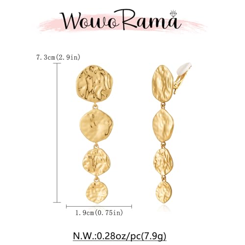 Image of WOWORAMA Chunky Clip On Earrings for Women Vintage Flower Statement Earrings Large Floral Clips Dangle Earring Trendy Non Pierced Jewelry Gold /Silver