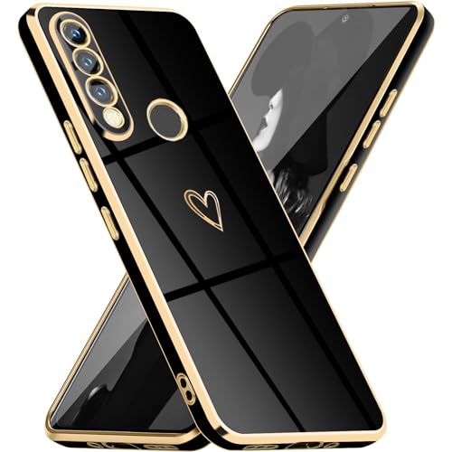 Mkej Coque Placage pour Huawei P30 Lite, Brillant Housse de Élégant Modèle de Coeur Conception Miroir avec Protégé Camera TPU Souple Anti-Rayures Antichoc...