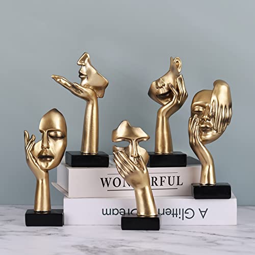 oliruim 3 Stück Denker-Statue, goldene Schwarze abstrakte Kunstskulptur, Moderne Heimdekoration, Schreibtisch-Dekoration, Weihnachten, Neujahrsgeschenk (3 Stück, Gold)