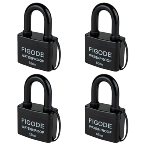 FIGODE® Großes stabiles Vorhängeschloss mit Schlüsseln, 7,1 cm breit, wasserdicht, für den Außenbereich, verdeckte, robuste, laminierte Stahlschlösser, 4er-Pack gleichschließende Vorhängeschlösser FIGODE® Großes stabiles Vorhängeschloss mit Schlüsseln, 7,1 cm breit, wasserdicht, für den Außenbereich, verdeckte, robuste, laminierte Stahlschlösser, 4er-Pack gleichschließende Vorhängeschlösser
