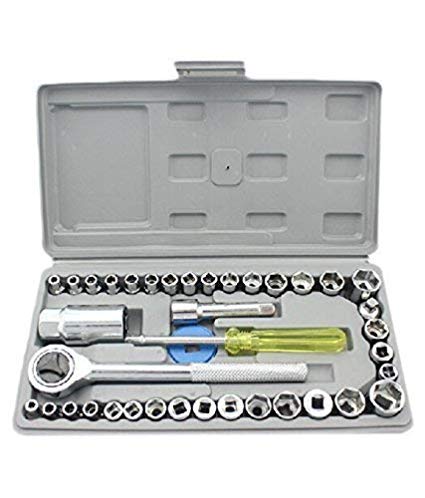 40 in 1 Screw Driver Set PCS Automobile Motorcycle Tool Box Set Hardware Auto Car Repair Tools Socket Home Tool Kit Set (Silver)