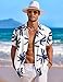 COOFANDY Hawaiian Shirt for Men Short Sleeve Button Up Shirts Casual Summer Beach Wear, Navy Palm Leaf Print, X-Large