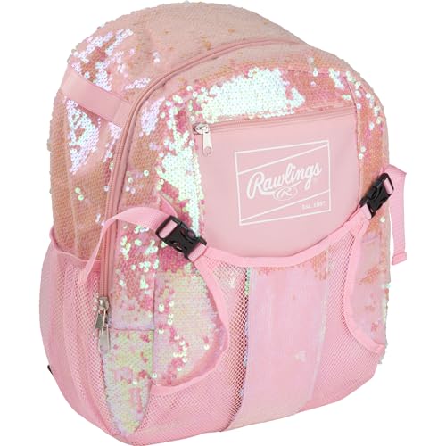 Image of Rawlings | Remix Backpack Equipment Bag | T-Ball & Youth Baseball /Softball | Pink Sequins