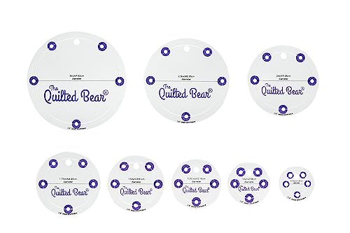 The Quilted Bear Circle Quilting Templates, Set of 8 Non-Slip Clear Acrylic Patchwork Quilt Templates - Image 3