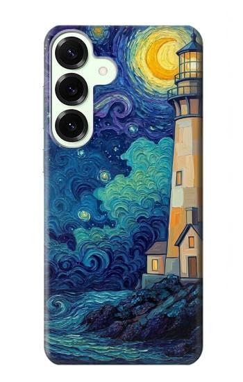 Moonlit Lighthouse Coastal Painting Etui Coque Housse pour Samsung Galaxy S25 Plus