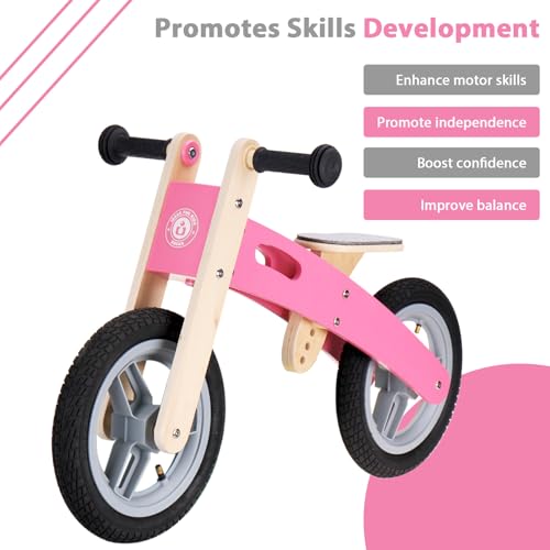 Image of Wooden Toddler Balance Bike, Kids Balance Bike for 3 Year Old with Adjustable Seat, No Pedal Toddler Bicycle for Kids 3-5 for Boys and Girls Birthday Gifts Toys