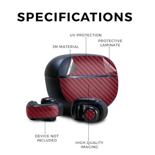 Image of Carbon Fiber Skin Compatible with Bose Ultra Open Earbuds - Solid Burgundy - Premium 3M Vinyl Protective Wrap Decal Cover - Easy to Apply | Crafted in The USA by MightySkins
