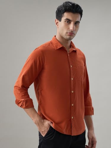Image of Park Avenue Men Slim Fit Solid Pattern Pure Cotton Semi Cut Away Collar Full Sleeve Casual Shirt
