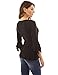 PattyBoutik Women Henley Lace Inset 3/4 Bell Sleeve Blouse (Black Large)