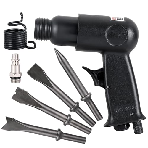 NATGAI 150mm Air Hammer Kit with 4 Chisels, Pneumatic Air Hammer Chisel Set, 4500 BPM Air Hammer with 4 Chisels, Professional Air Tools, Pneumatic Tools for Auto Repair & Metalworking (Black)