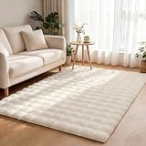 Pauwer 4×6 Cream Faux Rabbit Fur Rug