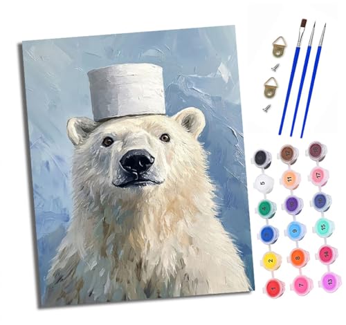 Pintura por números adulta DIY pintada a mano kits de lienzo para principiantes Papel higiénico Oso Polar pintura por números pintura por números para decoración del hogar Con marco(40 x 50 cm)