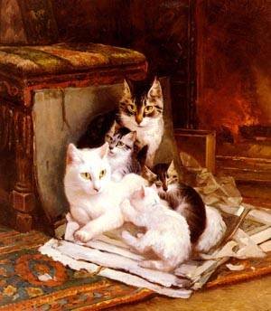 Peinture à l'huile Henriette Ronner Knip pour décorer un mur vide