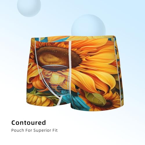 Boys' Cotton Boxer Brief Soft Underwear-Deep Yellow Colorful Sunflower4