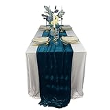 BTF HOME Velvet Table Runner, 10ft Luxurious Wedding Reception Decorations Soft Velvet Fabric Table Linen Overlay for Party (20 x 120 inch, Teal Blue)