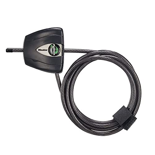 Master Lock Schwarzes Python-Fahrradschloss mit Schlüssel, verstellbares Metall-Kabelschloss mit wetterfester Vinyl-Beschichtung für Outdoor-Ausrüstung, Fahrräder, 1,8 m lang, 8417D
