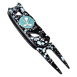 SYNATANA Golf Divot Repair Tool, 3 in 1 Compact Ball Marker Divot Tool, Foldable Golf Divot Tool for Repair & Maintain Green, Golf Essential, Ideal Gift for Golf Enthusiasts Black, 1 Pack