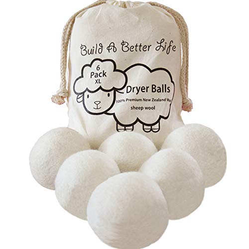 Updated Version(Made of The Latest Shearing)-Wool Dryer Balls-Pack of 6 XL,100% Premium Reusable