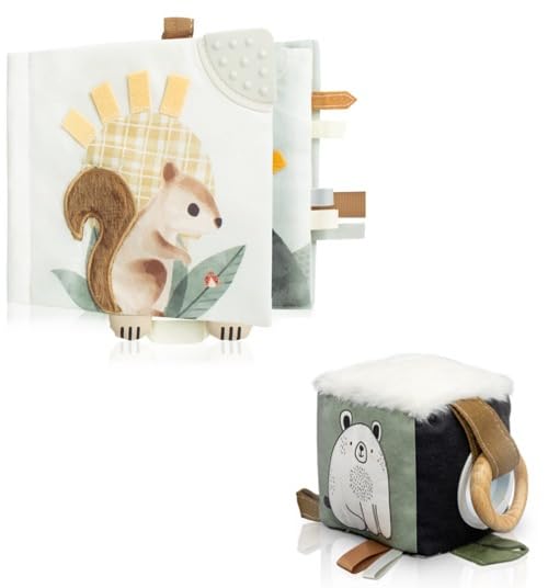 Image of ZICOTO Soft Toy Baby Book and Toy Block Bundle - Cute Sensory Toys for Babies 0-3 and 0-6 Months