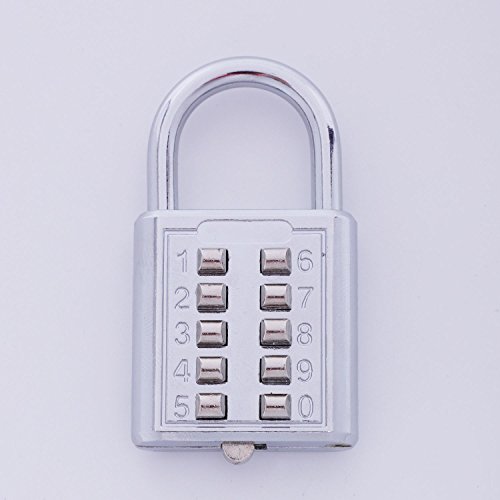 Lcmei Antivol Bouton Combinaison Cadenas Chiffre poussee Mot de Passe Verrouillage Alliage de Zinc Verrouillage de Securite Valise Bagages Codes Verrouiller Le Placard Cabinet Casier Cadenas Cover