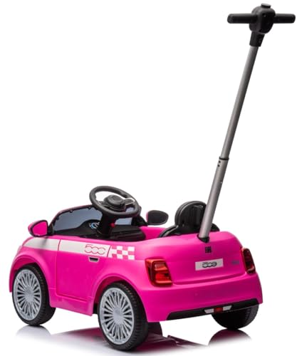 sun baby Kinderfahrzeug mit Schubstange für Jungen FIAT 500, Kinderauto Rutschauto ab 18 Monaten mit Sicherheitsgurt und zu öffnender Tür (Rosa) – Bild 4