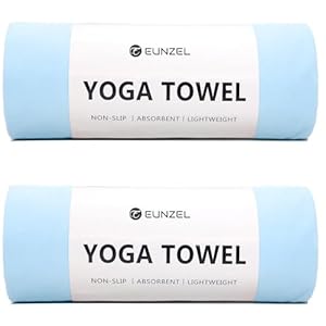 Eunzel 2 Pack Hot Yoga Towel Non Slip Yoga Mat Towel Non-Slip Sweat Absorbent Microfiber Towel for Hot Yoga, Pilates and Workout 72″ x 26.5″, Blue