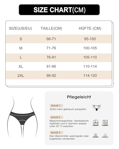 SHARICCA Periodenunterwäsche Starke Blutung 40 ML SaugfäHigkeit Perioden Unterwäsche Atmungsaktiv Lecksicher Menstruation Unterhosen Slips Damen (Mehrfarbig-3P02,M)