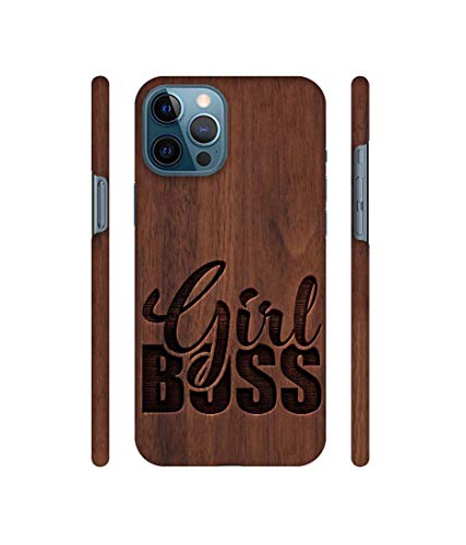 Image of Amazon Brand - Solimo Designer Girl Boss On Wood 3D Printed Hard Back Case Mobile Cover for Apple iPhone 12 Pro Max