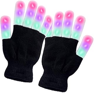 Boys Girls Kids Toys Gifts for Christmas Stocking Fillers, LED Light Up Gloves, 3 Flashing Lights Colorful Lights 6 Shining Modes-Rave Gloves for Parties Festivals for 9+ and Adults