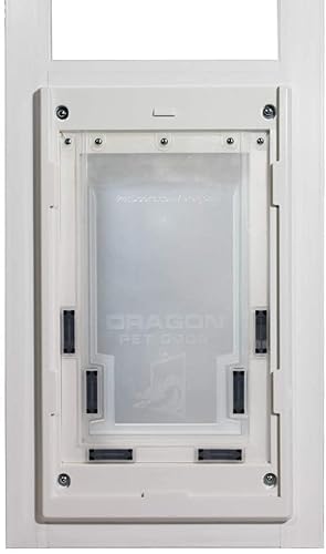 Dragon Pet Door For Vinyl Sliding Glass Doors | Quick & Easy Installation, No-Tools Required | Pet Friendly Access | White, Large Single Flap, 77.25"-80.25" Slider Height #TOP4
