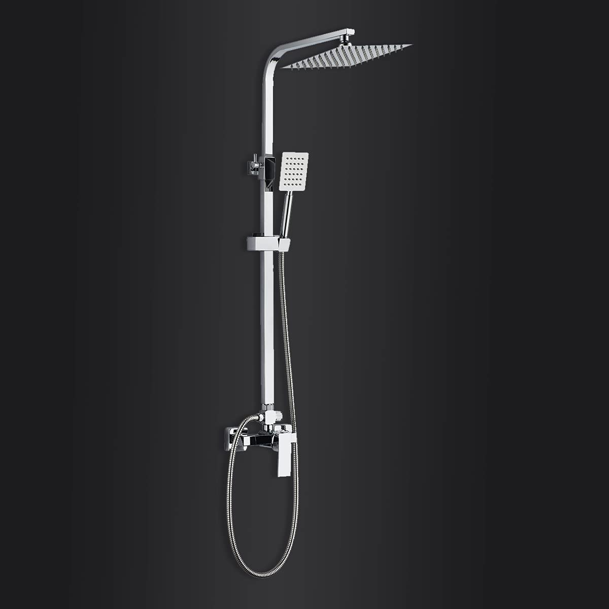 DP Grifería RY-S018+M008 Set de Ducha Extensible en Acero Inoxidable con Grifo Monomando, Plateado
